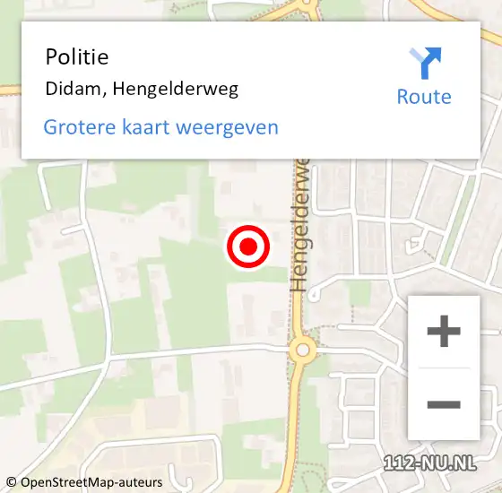 Locatie op kaart van de 112 melding: Politie Didam, Hengelderweg op 28 juli 2022 15:39