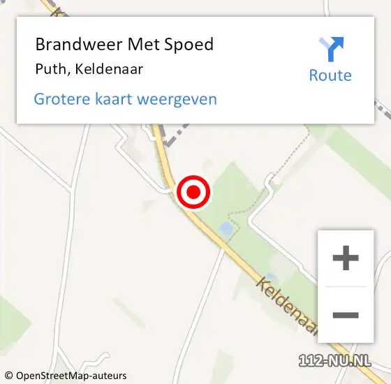 Locatie op kaart van de 112 melding: Brandweer Met Spoed Naar Puth, Keldenaar op 28 juli 2022 16:02