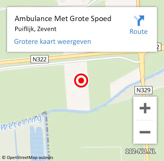 Locatie op kaart van de 112 melding: Ambulance Met Grote Spoed Naar Puiflijk, Zevent op 28 juli 2022 16:25