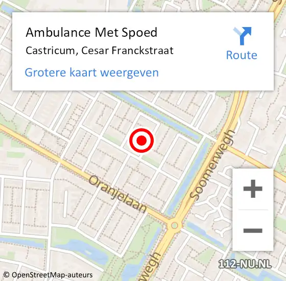 Locatie op kaart van de 112 melding: Ambulance Met Spoed Naar Castricum, Cesar Franckstraat op 28 juli 2022 16:27