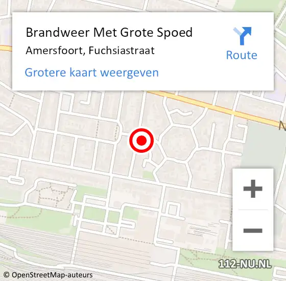 Locatie op kaart van de 112 melding: Brandweer Met Grote Spoed Naar Amersfoort, Fuchsiastraat op 28 juli 2022 16:42