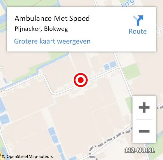 Locatie op kaart van de 112 melding: Ambulance Met Spoed Naar Pijnacker, Blokweg op 28 juli 2022 16:45