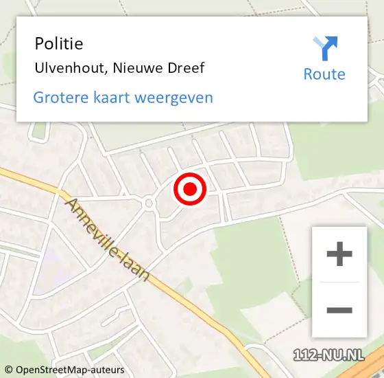 Locatie op kaart van de 112 melding: Politie Ulvenhout, Nieuwe Dreef op 28 juli 2022 16:46