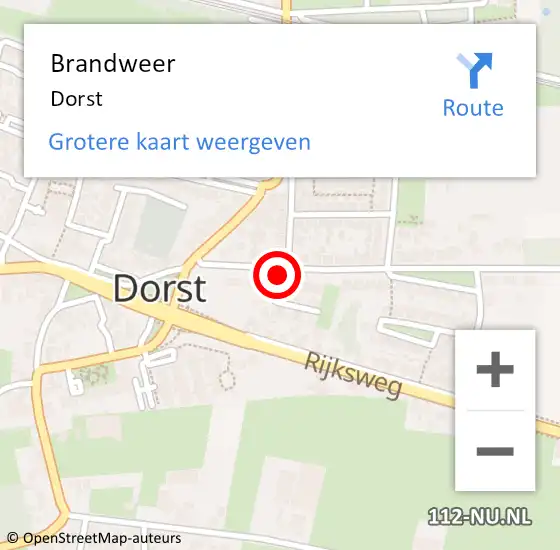 Locatie op kaart van de 112 melding: Brandweer Dorst op 28 juli 2022 16:58