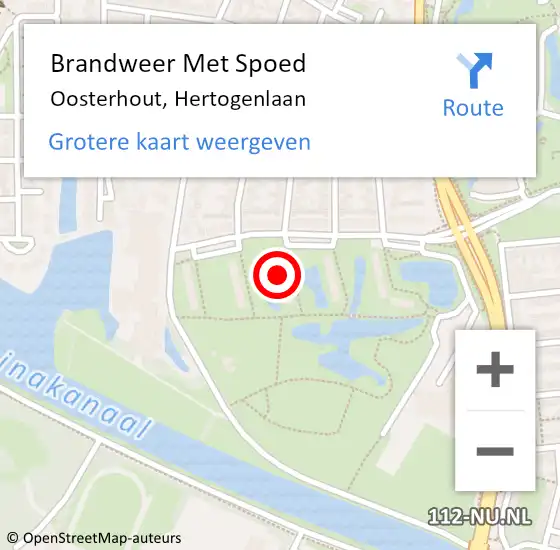 Locatie op kaart van de 112 melding: Brandweer Met Spoed Naar Oosterhout, Hertogenlaan op 28 juli 2022 17:01