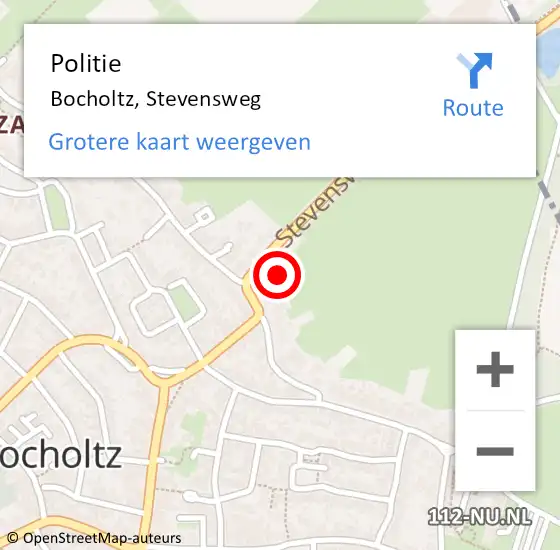 Locatie op kaart van de 112 melding: Politie Bocholtz, Stevensweg op 28 juli 2022 17:03