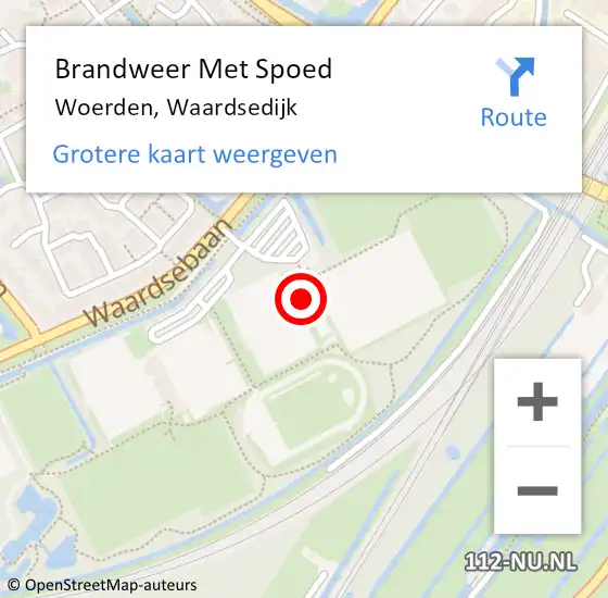 Locatie op kaart van de 112 melding: Brandweer Met Spoed Naar Woerden, Waardsedijk op 28 juli 2022 17:05