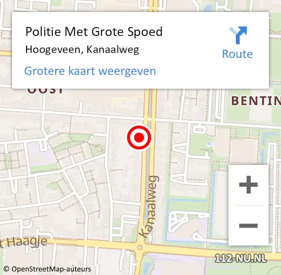 Locatie op kaart van de 112 melding: Politie Met Grote Spoed Naar Hoogeveen, Kanaalweg op 28 juli 2022 17:25