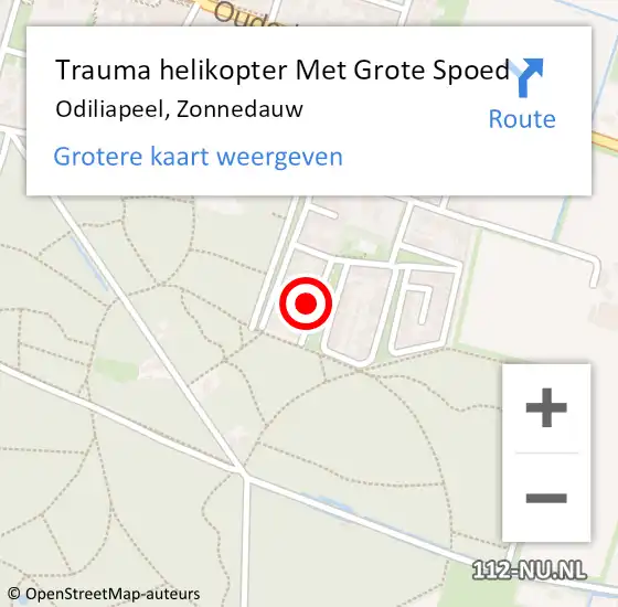 Locatie op kaart van de 112 melding: Trauma helikopter Met Grote Spoed Naar Odiliapeel, Zonnedauw op 28 juli 2022 17:33