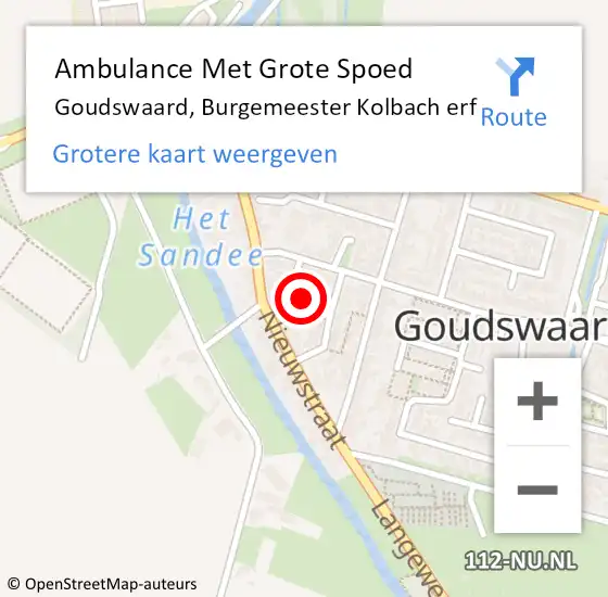 Locatie op kaart van de 112 melding: Ambulance Met Grote Spoed Naar Goudswaard, Burgemeester Kolbach erf op 28 juli 2022 17:35