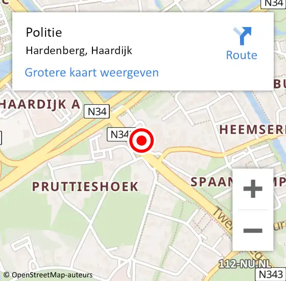 Locatie op kaart van de 112 melding: Politie Hardenberg, Haardijk op 28 juli 2022 17:42