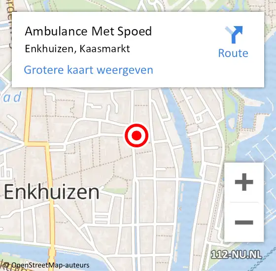 Locatie op kaart van de 112 melding: Ambulance Met Spoed Naar Enkhuizen, Kaasmarkt op 28 juli 2022 17:48