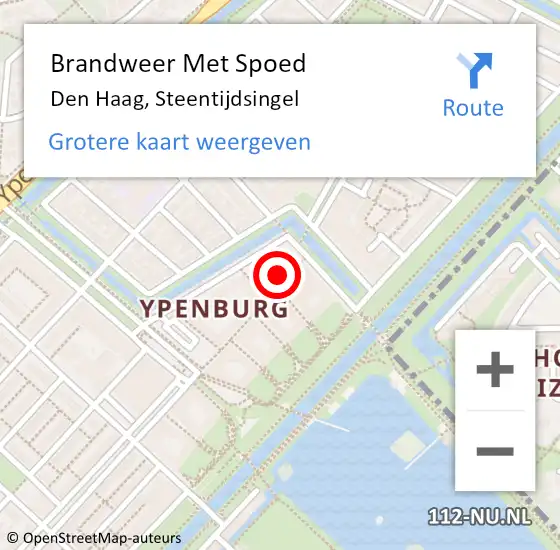 Locatie op kaart van de 112 melding: Brandweer Met Spoed Naar Den Haag, Steentijdsingel op 28 juli 2022 17:53