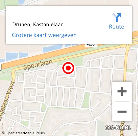 Locatie op kaart van de 112 melding:  Drunen, Kastanjelaan op 28 juli 2022 18:10