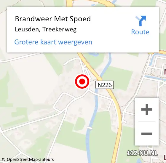 Locatie op kaart van de 112 melding: Brandweer Met Spoed Naar Leusden, Treekerweg op 28 juli 2022 18:15