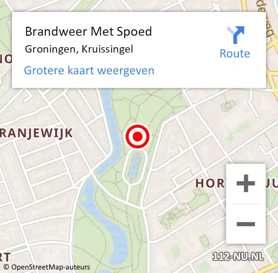 Locatie op kaart van de 112 melding: Brandweer Met Spoed Naar Groningen, Kruissingel op 28 juli 2022 18:31