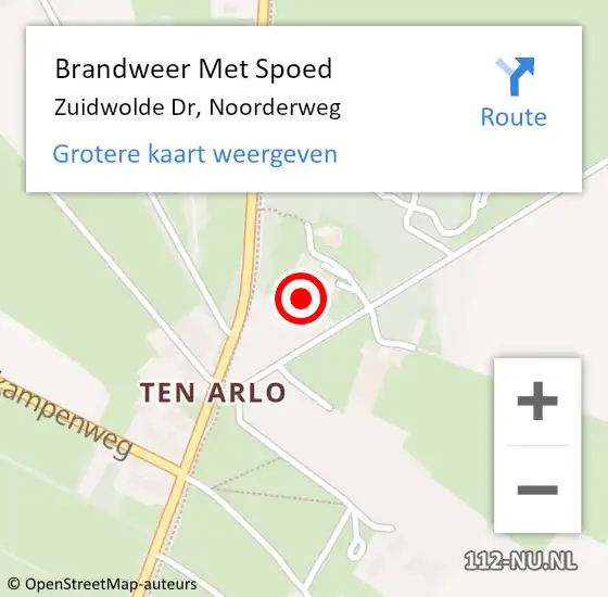 Locatie op kaart van de 112 melding: Brandweer Met Spoed Naar Zuidwolde Dr, Noorderweg op 24 juli 2014 16:29