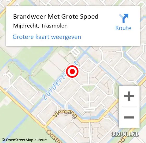 Locatie op kaart van de 112 melding: Brandweer Met Grote Spoed Naar Mijdrecht, Trasmolen op 28 juli 2022 18:46