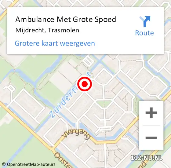 Locatie op kaart van de 112 melding: Ambulance Met Grote Spoed Naar Mijdrecht, Trasmolen op 28 juli 2022 18:48