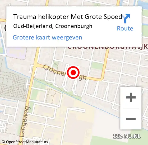 Locatie op kaart van de 112 melding: Trauma helikopter Met Grote Spoed Naar Oud-Beijerland, Croonenburgh op 28 juli 2022 19:00