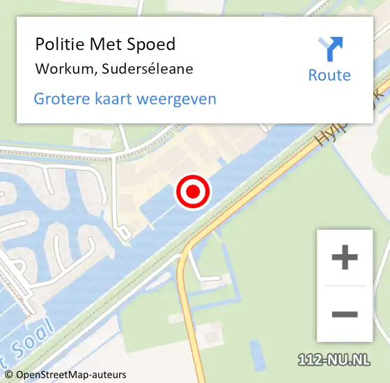 Locatie op kaart van de 112 melding: Politie Met Spoed Naar Workum, Suderséleane op 28 juli 2022 19:05