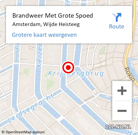 Locatie op kaart van de 112 melding: Brandweer Met Grote Spoed Naar Amsterdam, Wijde Heisteeg op 28 juli 2022 19:07