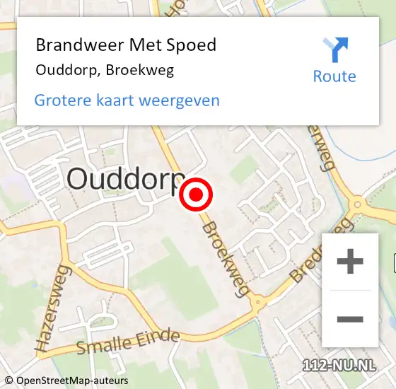 Locatie op kaart van de 112 melding: Brandweer Met Spoed Naar Ouddorp, Broekweg op 28 juli 2022 19:22