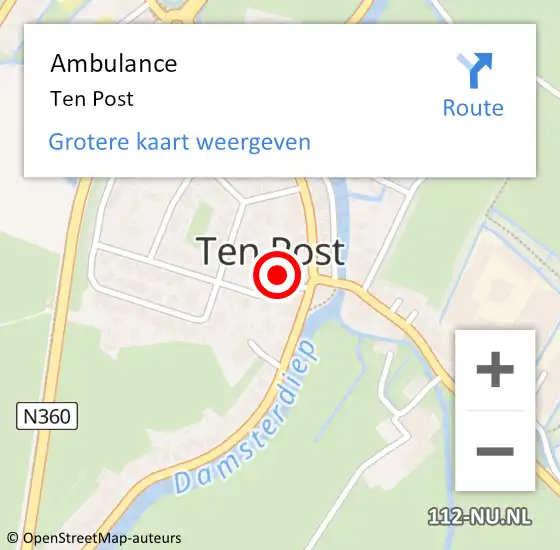 Locatie op kaart van de 112 melding: Ambulance Ten Post op 28 juli 2022 19:37