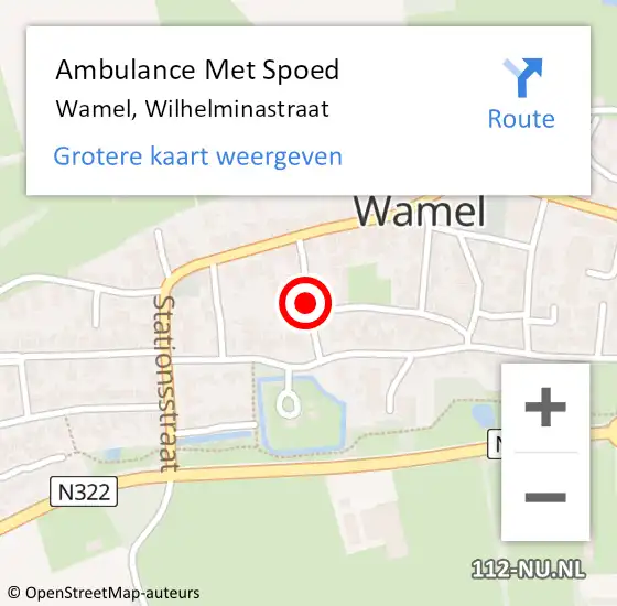 Locatie op kaart van de 112 melding: Ambulance Met Spoed Naar Wamel, Wilhelminastraat op 28 juli 2022 20:02