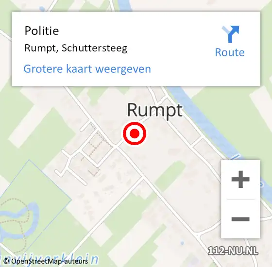 Locatie op kaart van de 112 melding: Politie Rumpt, Schuttersteeg op 28 juli 2022 20:26