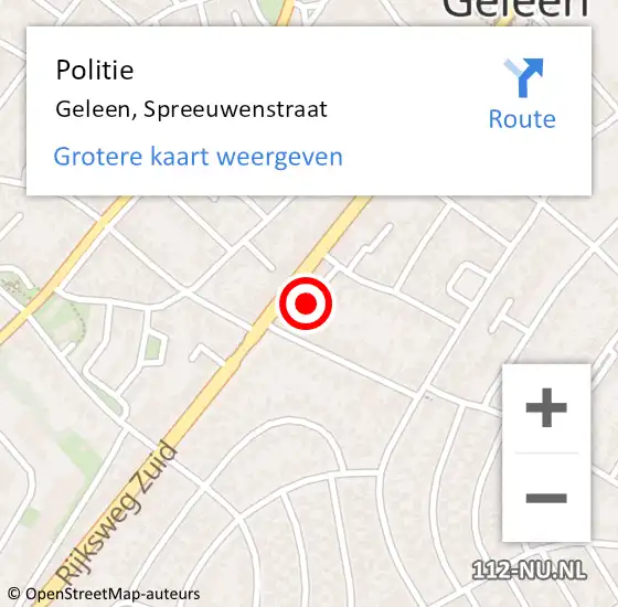 Locatie op kaart van de 112 melding: Politie Geleen, Spreeuwenstraat op 28 juli 2022 20:48