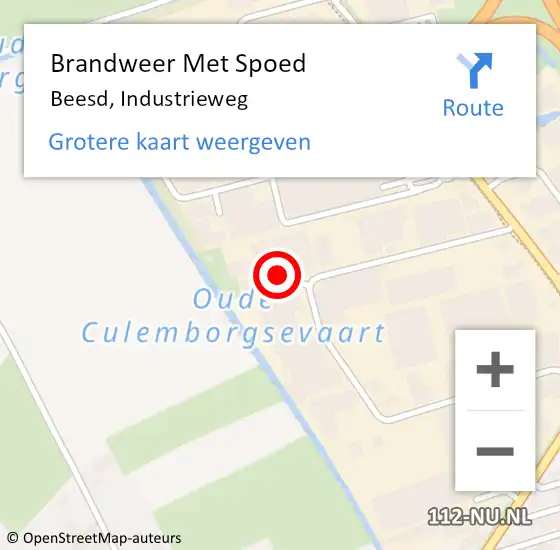 Locatie op kaart van de 112 melding: Brandweer Met Spoed Naar Beesd, Industrieweg op 28 juli 2022 21:01