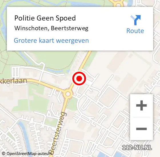 Locatie op kaart van de 112 melding: Politie Geen Spoed Naar Winschoten, Beertsterweg op 28 juli 2022 21:21