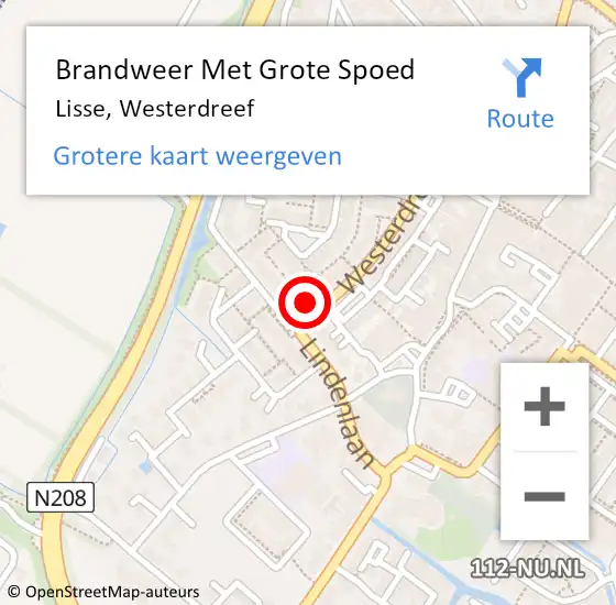 Locatie op kaart van de 112 melding: Brandweer Met Grote Spoed Naar Lisse, Westerdreef op 28 juli 2022 21:24