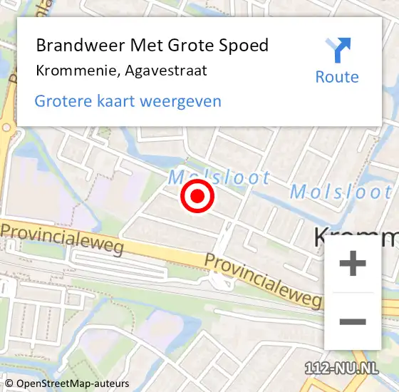 Locatie op kaart van de 112 melding: Brandweer Met Grote Spoed Naar Krommenie, Agavestraat op 28 juli 2022 22:00
