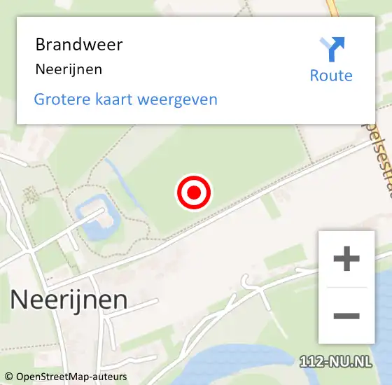 Locatie op kaart van de 112 melding: Brandweer Neerijnen op 28 juli 2022 22:04