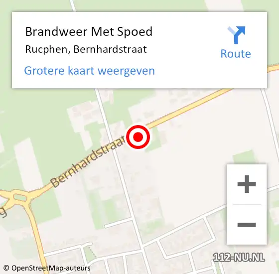 Locatie op kaart van de 112 melding: Brandweer Met Spoed Naar Rucphen, Bernhardstraat op 28 juli 2022 22:07