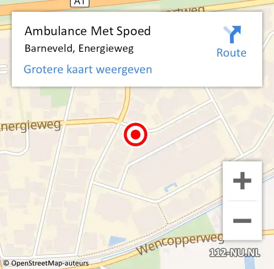 Locatie op kaart van de 112 melding: Ambulance Met Spoed Naar Barneveld, Energieweg op 28 juli 2022 22:20