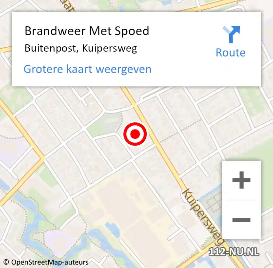 Locatie op kaart van de 112 melding: Brandweer Met Spoed Naar Buitenpost, Kuipersweg op 28 juli 2022 22:28