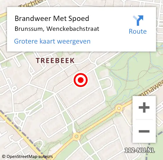 Locatie op kaart van de 112 melding: Brandweer Met Spoed Naar Brunssum, Wenckebachstraat op 28 juli 2022 22:51