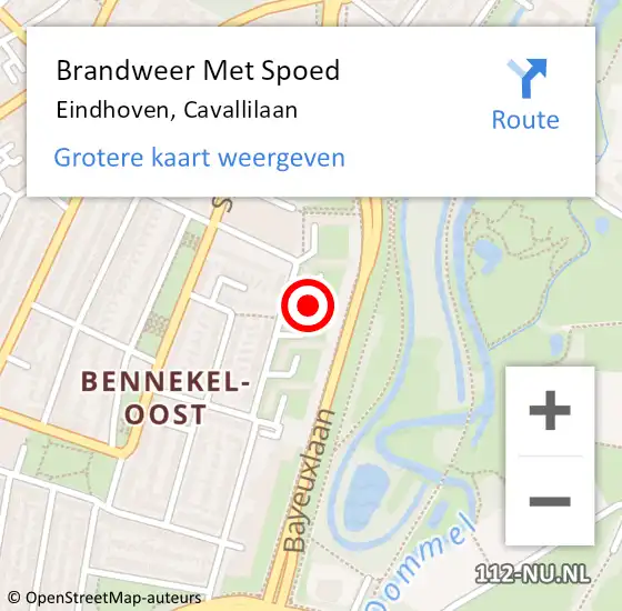 Locatie op kaart van de 112 melding: Brandweer Met Spoed Naar Eindhoven, Cavallilaan op 28 juli 2022 22:54
