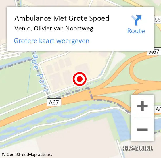 Locatie op kaart van de 112 melding: Ambulance Met Grote Spoed Naar Venlo, Olivier van Noortweg op 28 juli 2022 23:15