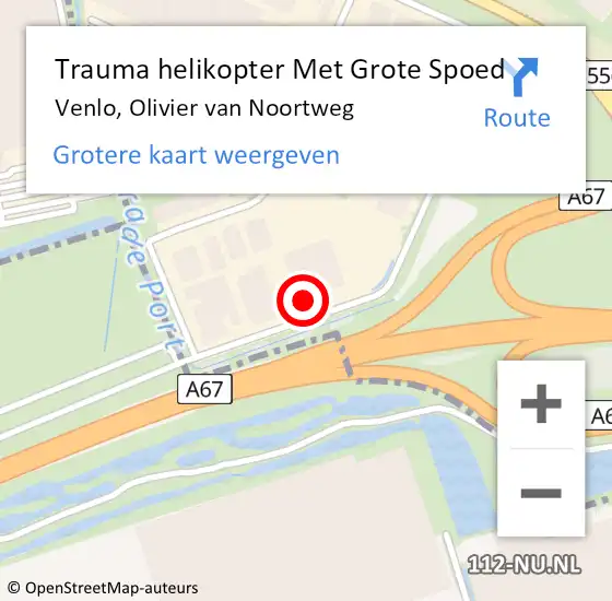 Locatie op kaart van de 112 melding: Trauma helikopter Met Grote Spoed Naar Venlo, Olivier van Noortweg op 28 juli 2022 23:15