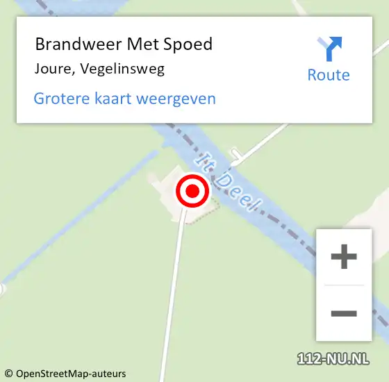 Locatie op kaart van de 112 melding: Brandweer Met Spoed Naar Joure, Vegelinsweg op 28 juli 2022 23:20