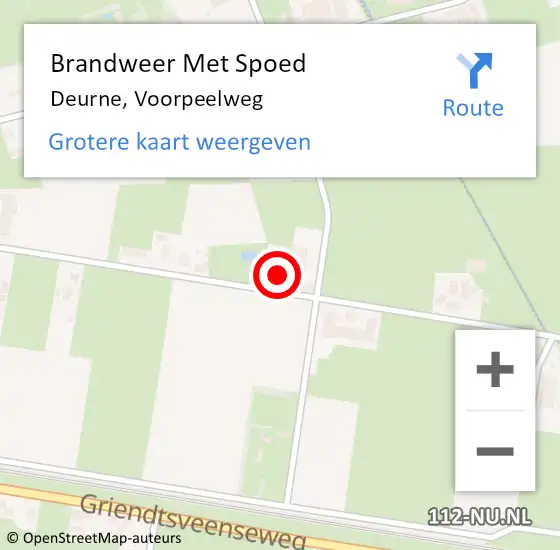 Locatie op kaart van de 112 melding: Brandweer Met Spoed Naar Deurne, Voorpeelweg op 28 juli 2022 23:21