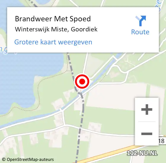 Locatie op kaart van de 112 melding: Brandweer Met Spoed Naar Winterswijk Miste, Goordiek op 28 juli 2022 23:30