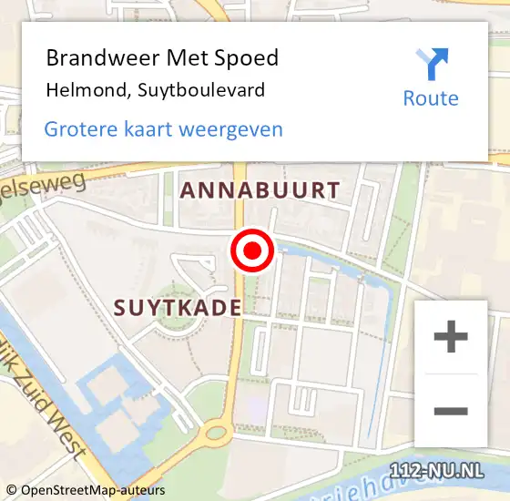 Locatie op kaart van de 112 melding: Brandweer Met Spoed Naar Helmond, Suytboulevard op 28 juli 2022 23:31