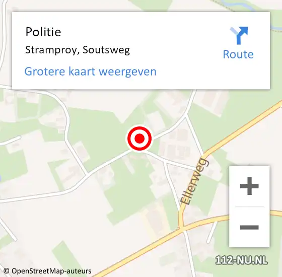Locatie op kaart van de 112 melding: Politie Stramproy, Soutsweg op 28 juli 2022 23:48