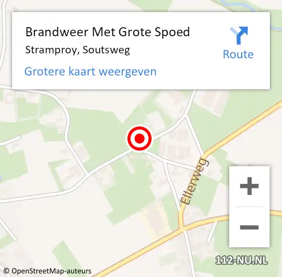 Locatie op kaart van de 112 melding: Brandweer Met Grote Spoed Naar Stramproy, Soutsweg op 28 juli 2022 23:49