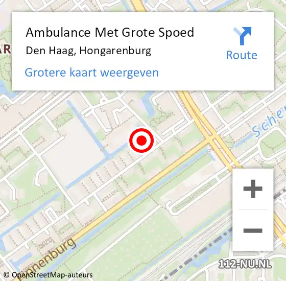 Locatie op kaart van de 112 melding: Ambulance Met Grote Spoed Naar Den Haag, Hongarenburg op 29 juli 2022 00:04
